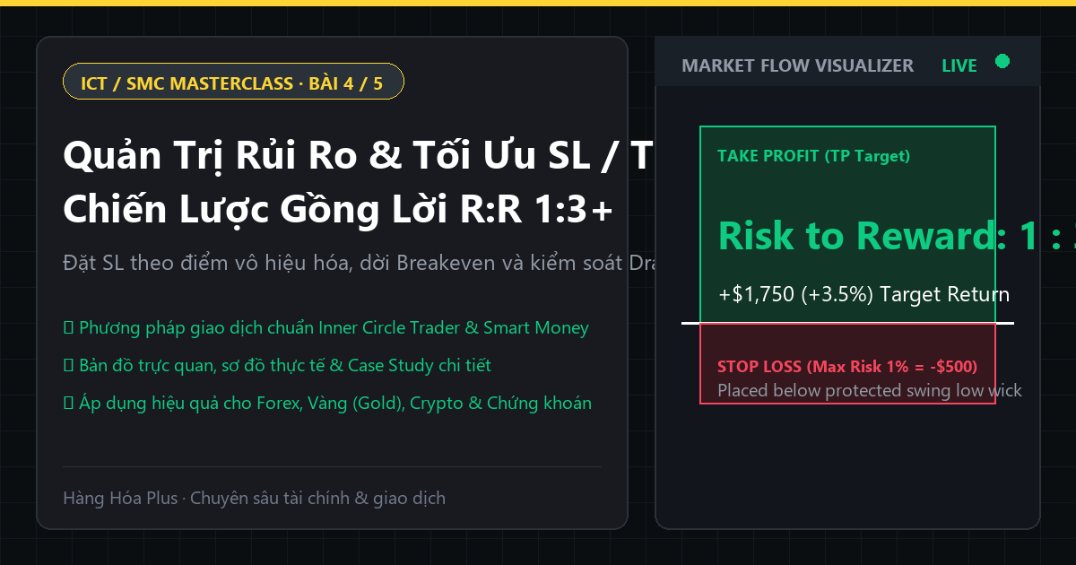 Khóa học ICT SMC Phần 4 Quản trị rủi ro Stop loss Take profit R:R 1:3 Breakeven